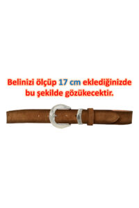 %100 Hakiki Deri, Gümüş Tokalı 4 Cm Süet Sütlü Kahverengi Kadın Kemeri; Kot, Spor Kemer=süet.63.SÜTK - Görsel 7