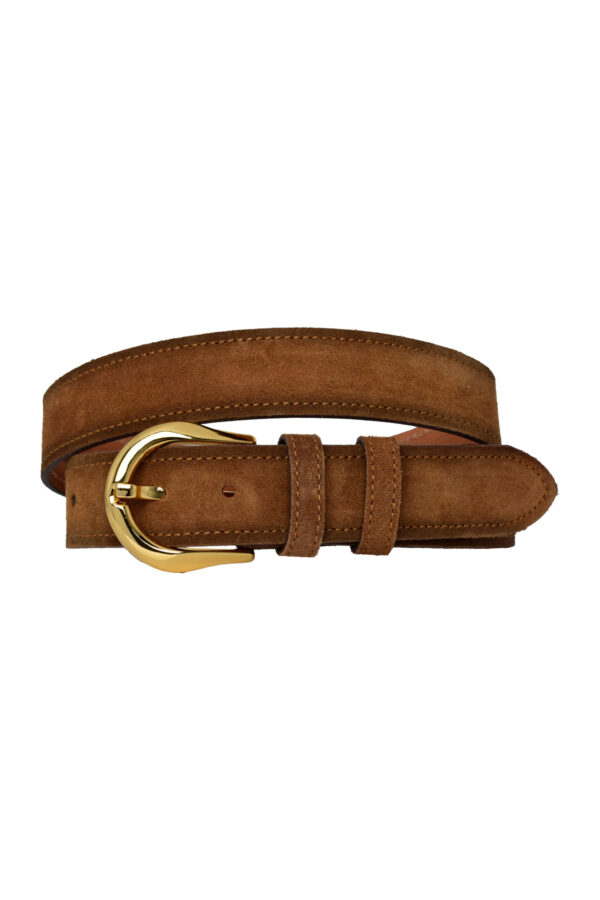 %100 Hakiki Deri, gold tokalı 4 Cm Süet Sütlü Kahverengi Kadın Kemeri; Kot, Spor Kemer=süet.70.SÜTKA - Görsel 6