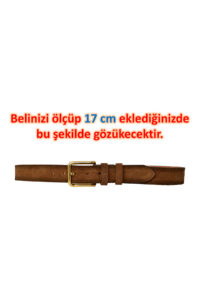 %100 Hakiki Deri, Nikel tokalı 4 Cm Süet Sütlü Kahverengi Kadın Kemeri; Kot, Spor Kemer=sü.70.n.STKA - Görsel 7
