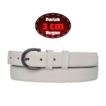 %100 Hakiki Deri, 3 Cm Beyaz Rugan Klasik Kadın Kemeri, Business, İş Kadını, Kumaş, Takım Kemeri-r03