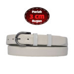 %100 Hakiki Deri, 3 Cm Beyaz Rugan Klasik Kadın Kemeri, Business, İş Kadını, Kumaş, Takım Kemeri-r21