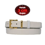 %100 Hakiki Deri, 3 Cm Beyaz Rugan Klasik Kadın Kemeri, Business, İş Kadını, Kumaş, Takım Kemeri-r47