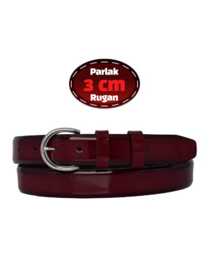 %100 Hakiki Deri, 3 Cm Bordo Rugan Klasik Kadın Kemeri, Business, İş Kadını, Kumaş, Takım Kemeri-r01