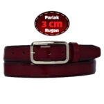 %100 Hakiki Deri, 3 Cm Bordo Rugan Klasik Kadın Kemeri, Business, İş Kadını, Kumaş, Takım Kemeri-r50