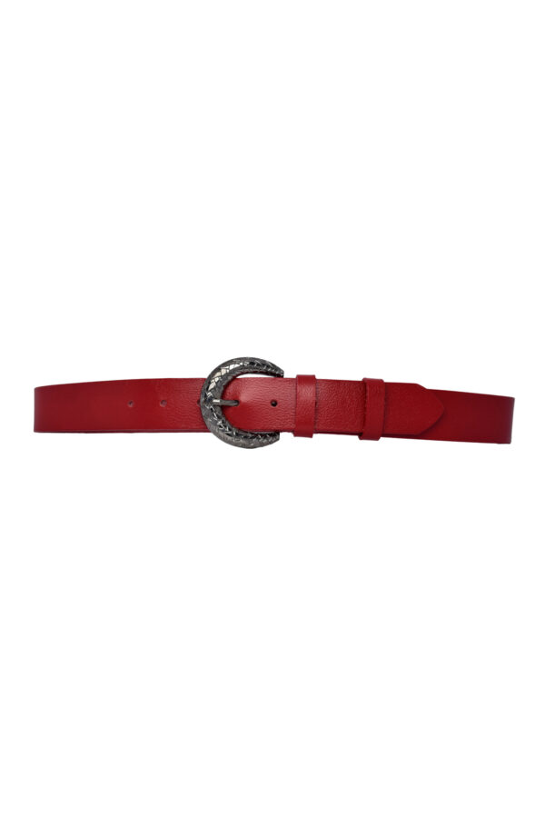 %100 Hakiki Deri, Parlak Gümüş Tokalı Kırmızı Kadın Kot, Spor Kemer 4 Cm=an-byn-18 - Görsel 6