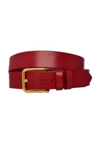 %100 Hakiki Deri, Gold Tokalı Kırmızı Kadın Kot Kemeri 4 Cm=dikdörtgengolddüz - Görsel 3