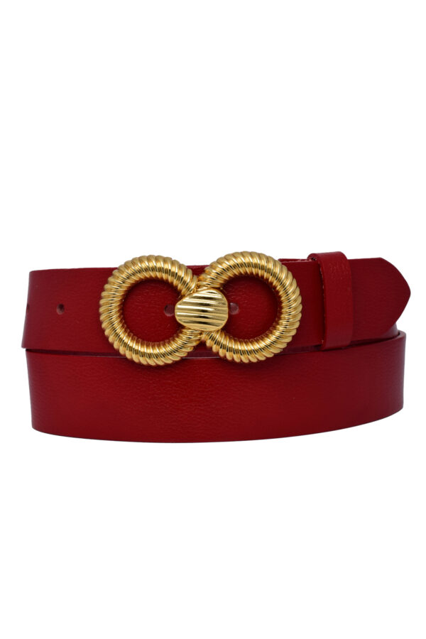 %100 Hakiki Deri, Gold Tokalı 4 Cm Kırmızı Kadın Kemeri; Kot, Spor Kemer=an-byn-78.gold.snsz.yeni - Görsel 3