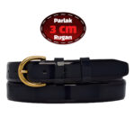 %100 Hakiki Deri, 3 Cm Lacivert Rugan Klasik Kadın Kemeri, Business, Kumaş, Takım Kemeri-r02