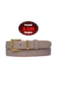 %100 Hakiki Deri, 3 Cm Pudra Rugan Klasik Kadın Kemeri, Business, İş Kadını, Kumaş, Takım Kemeri-r47