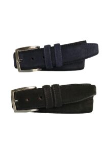 Hakiki Kaliteli Süet Deri 2'li Set Klasik Kumaş Pantolon Kemeri Siyah Lacivert 3,5 cm