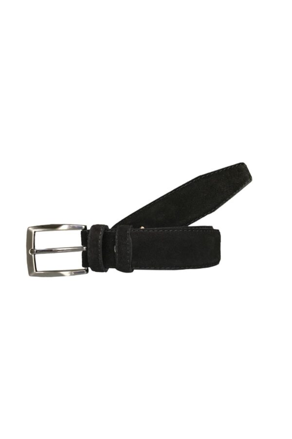 Hakiki Kaliteli Süet Deri 2'li Set Klasik Kumaş Pantolon Kemeri Siyah Lacivert 3,5 cm - Görsel 2