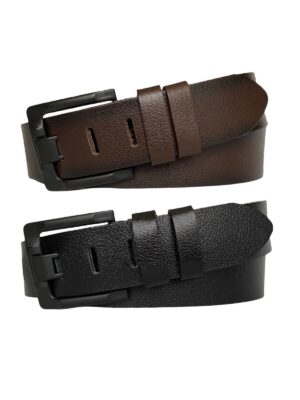 %100 Hakiki Deri 2’li Geniş Dilli Set Siyah, Kahverengi 4.5 Cm Kot, Spor Kemer, Eski Siyah Tokalı