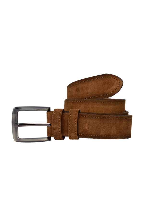 %100 Hakiki Deri Süet Kahverengi Kemer 4cm - Görsel 3