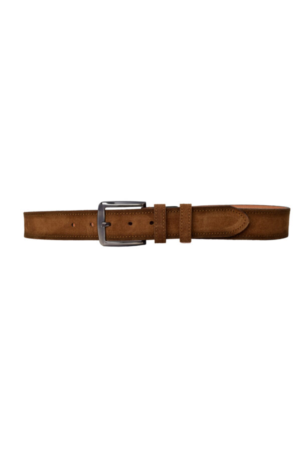 %100 Hakiki Deri Süet Kahverengi Kemer 4cm - Görsel 6