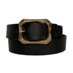 %100 Hakiki Deri, Gold Tokalı Siyah Kadın Kot Kemeri 4 Cm=an-byn-08