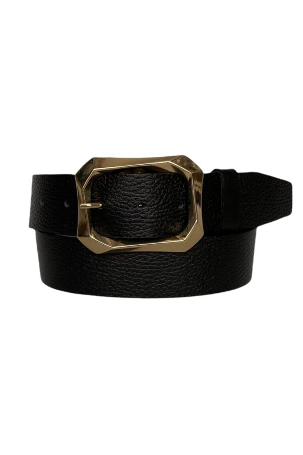%100 Hakiki Deri, Gold Tokalı Siyah Kadın Kot Kemeri 4 Cm=an-byn-08 - Görsel 2