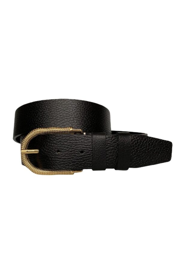 %100 Hakiki Deri, Gold Tokalı Siyah Kadın Kot Kemeri 4 Cm=an-byn-12 - Görsel 2