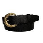 %100 Hakiki Deri, Gold Tokalı Siyah Kadın Kot Kemeri 4 Cm=an-byn-24