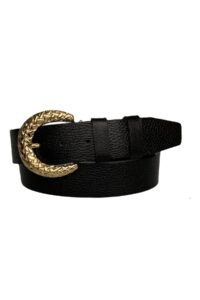 %100 Hakiki Deri, Gold Tokalı Siyah Kadın Kot Kemeri 4 Cm=an-byn-24