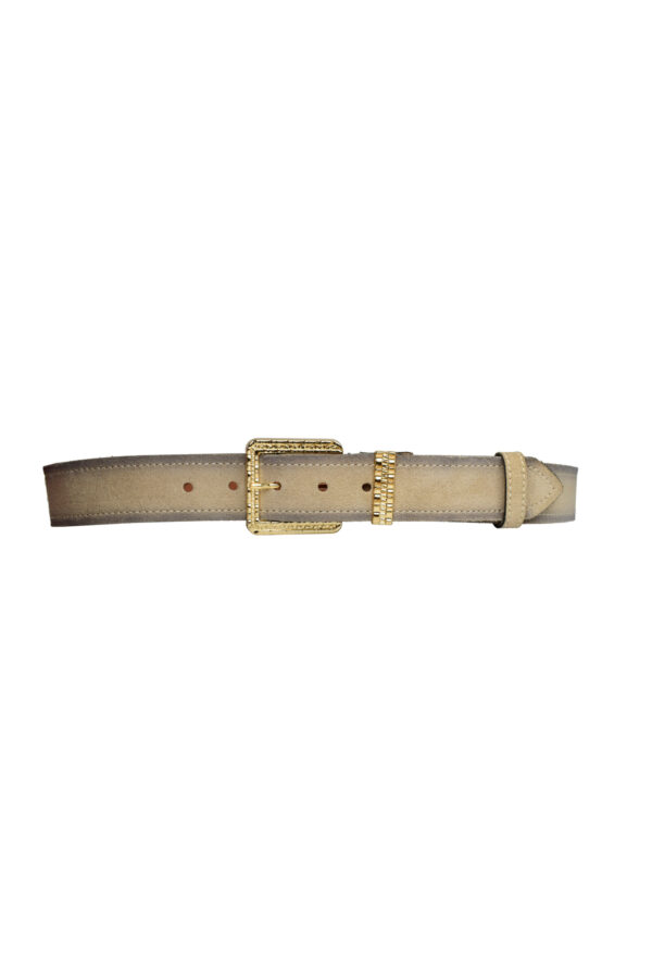 %100 Hakiki Deri, Gold Takım Tokalı 4 Cm Süet Krem Kadın Kemeri; Kot, Spor Kemer=n-byn-62.gold.takım - Görsel 7