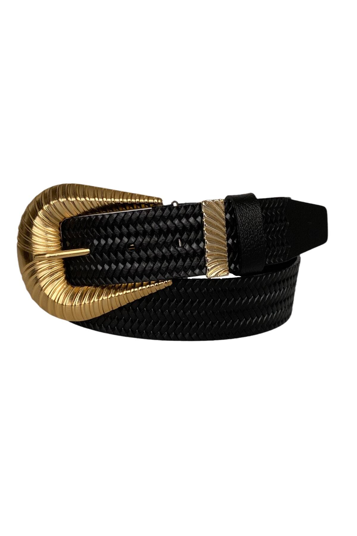 1_org_zoom-2688.jpg %100 Hakiki Deri, Büyük Gold Tokalı, Metal Köprülü Siyah Kadın Kot Kemeri 4 Cm=an-byn-65 - Görsel 1