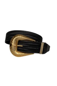 %100 Hakiki Deri, Büyük Gold Tokalı, Metal Köprülü Siyah Kadın Kot Kemeri 4 Cm=an-byn-65 - Görsel 2
