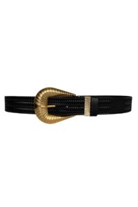%100 Hakiki Deri, Büyük Gold Tokalı, Metal Köprülü Siyah Kadın Kot Kemeri 4 Cm=an-byn-65 - Görsel 3