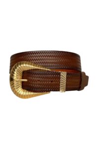 %100 Hakiki Deri, Büyük Gold Tokalı, Metal Köprülü Kahverengi Kadın Kot Kemeri 4 Cm=an-byn-65 - Görsel 2