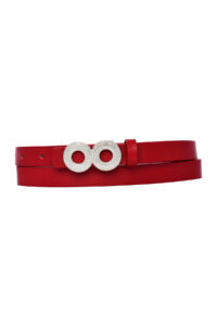 %100 Hakiki Deri, Gümüş Renk Tokalı İnce 2 cm Kırmızı Kadın Kemeri; Elbise, Pantolon Kemeri GÖZ.OVAL - Görsel 3