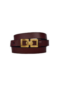 %100 Hakiki Deri, Gold Renk Tokalı İnce 2 cm Bordo Kadın Elbise, Pantolon Kemeri; kare+kare - Görsel 8