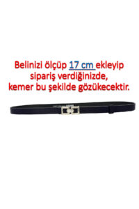 %100 Hakiki Deri, Gümüş Tokalı İnce 2 cm Lacivert Kadın Elbise, Pantolon Kemeri; kare+kare - Görsel 2