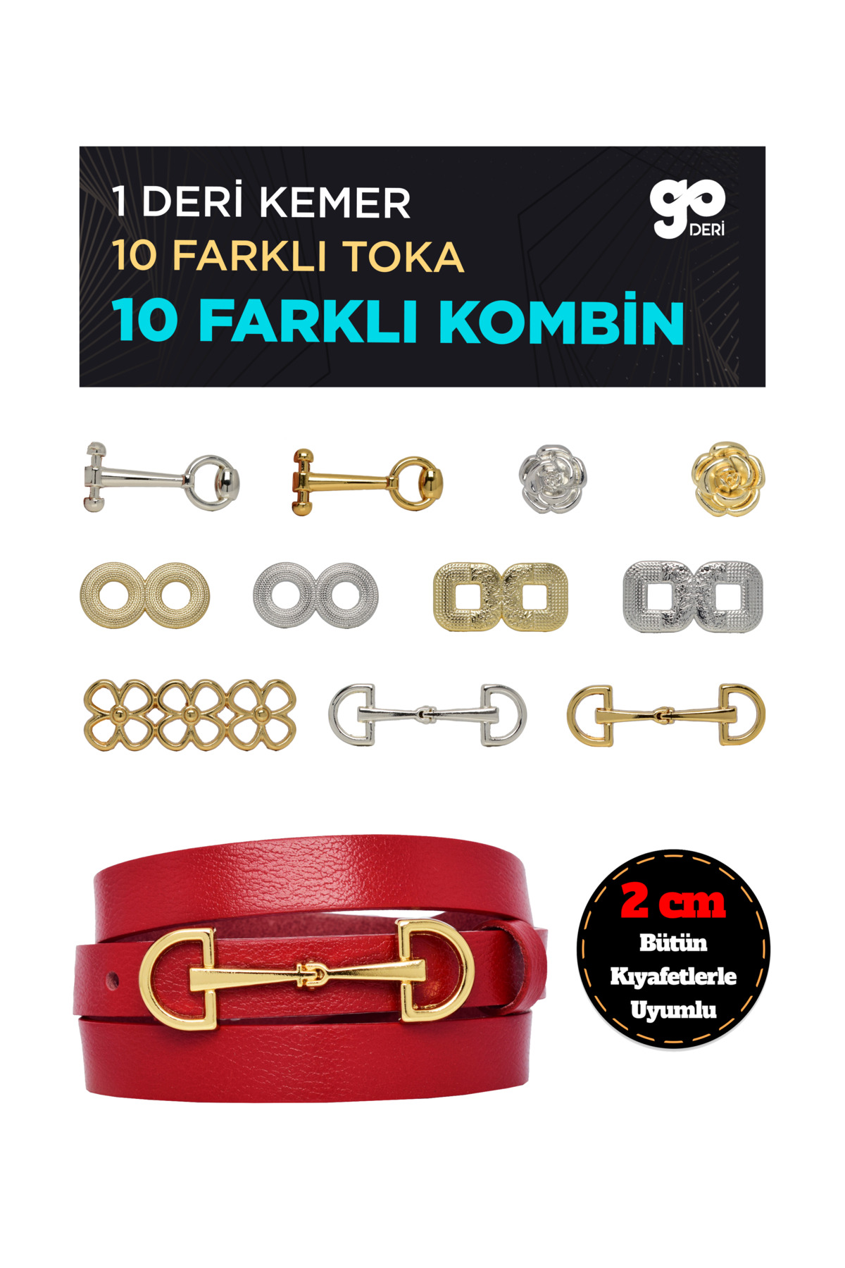 1_org_zoom-593.jpg Hakiki Deri 2 cm Kırmızı Kadın Kemeri Set, 1 Kemer Şeridi ve Değiştirilebilir 10 toka ile kombi-Kırm - Görsel 1