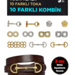 Hakiki Deri 2 cm Koyu Kahve Kadın Kemeri Set, 1 Kemer Şeridi ve Değiştirilebilir 10 toka ile komkoka