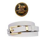 %100 Hakiki Deri Gold Renk Takım Köprülü Beyaz Kadın Kemeri 2cm Bütün Kıyafetlere Uyar_BYK-gold