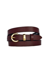 %100 Hakiki Deri Gold Renk Takım Köprülü Bordo Kadın Kemeri 2cm Bütün Kıyafetlere Uyar_KİLİT-gold - Görsel 8