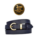 %100 Hakiki Deri Gold Renk Takım Köprülü Lacivert Kadın Kemeri 2cm Bütün Kıyafetlere Uyar_KİLİT-gold