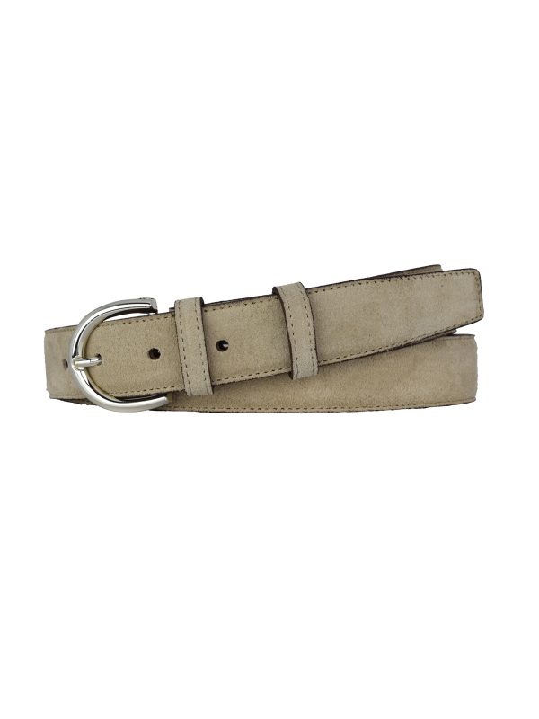 Hakiki Deri, 3 cm Gümüş Renk Tokalı, Krem Süet, Dikişli Klasik Kadın Kemeri, 3cmKLA01 - Görsel 6
