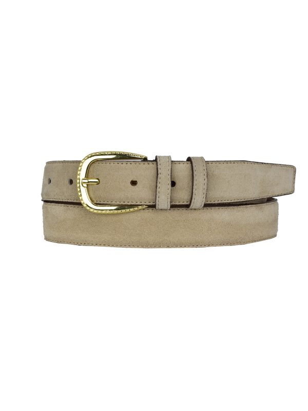 Hakiki Deri, 3 cm Gold Renk Tokalı, Krem Süet, Dikişli Klasik Kadın Kemeri, 3cmkla31 - Görsel 8