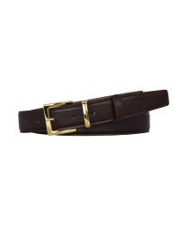 Hakiki Deri, 3 cm Gold Renk Takım Tokalı, Koyu Kahverengi, Dikişli Klasik Kadın Kemeri, 3cmkla47 - Görsel 6