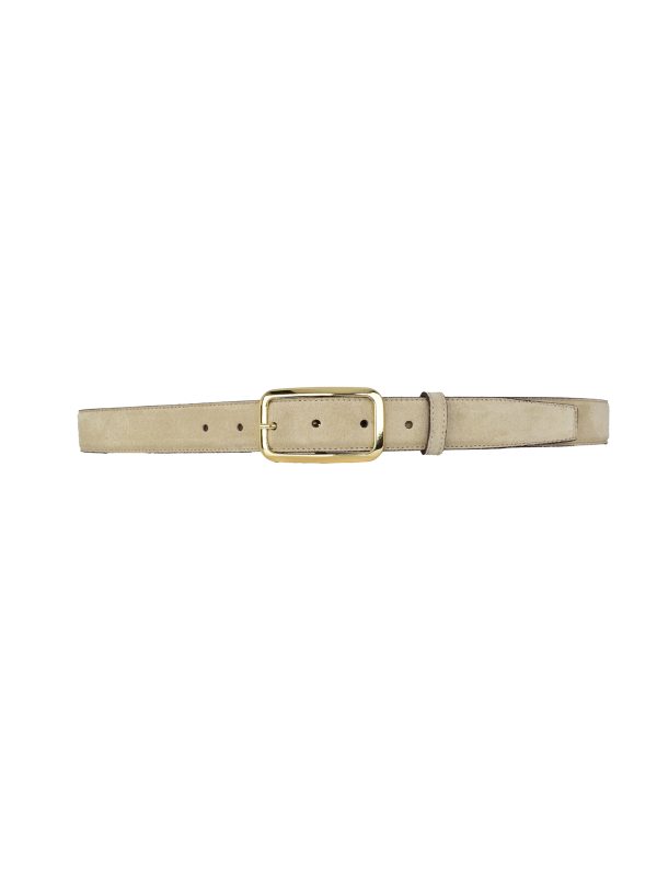 Hakiki Deri, 3 cm Gold Renk Tokalı, Krem Süet, Dikişli Klasik Kadın Kemeri, 3cmkla50 - Görsel 7
