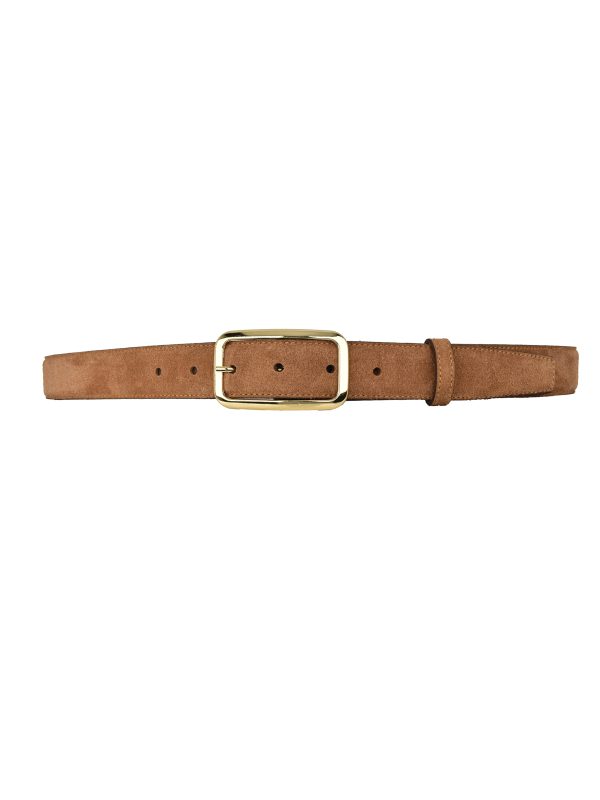 Hakiki Deri, 3 cm Gold Renk Tokalı, Tarçın Süet, Dikişli Klasik Kadın Kemeri, 3cmkla50 - Görsel 7